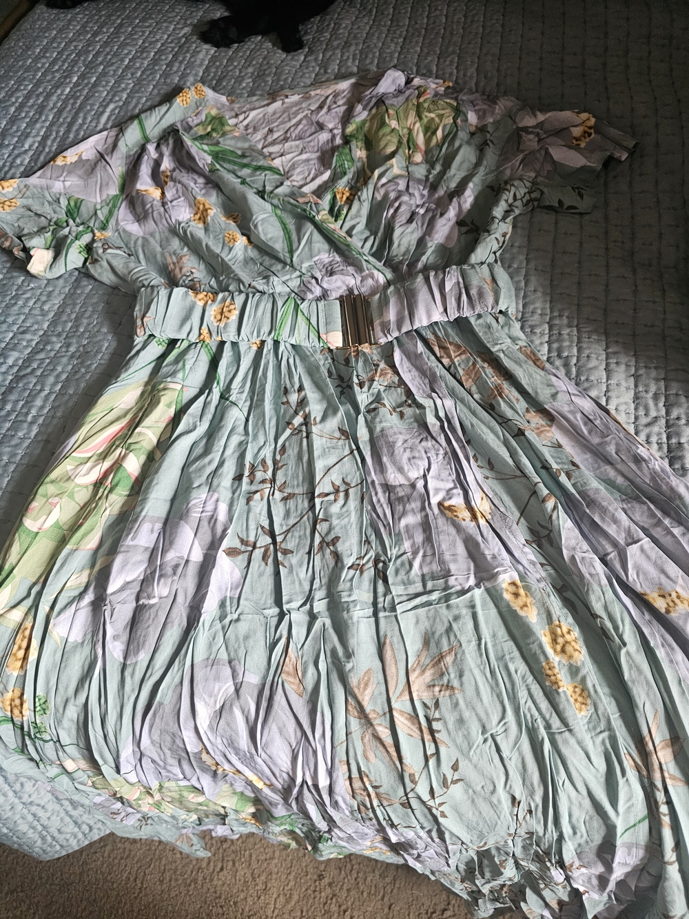 Pastel Floral Maxi Dress with Elastic Waist